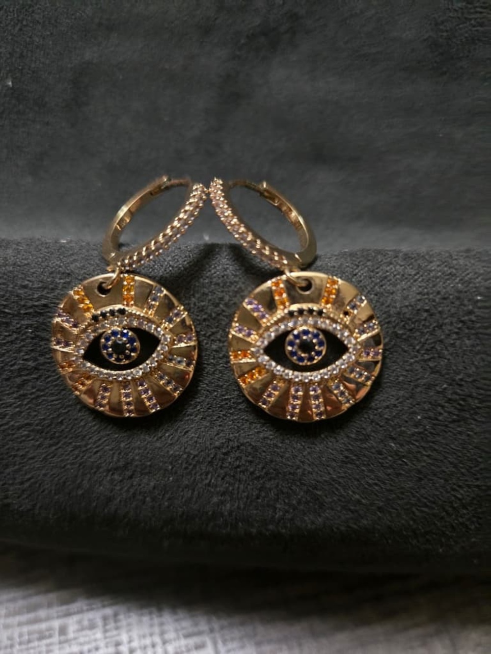 Gold-Tone Evil Eye Drop Earrings with Multi-Color Accents